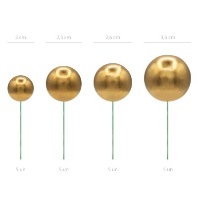 Toppers Bolas Dourado - conj.20