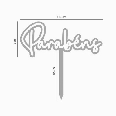 Topo Bolo Parabéns Branco e Cor