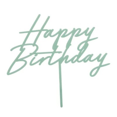 Topo Happy Birthday Verde Claro Acrílico
