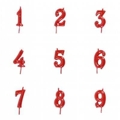 Vela Número Artesanal Vermelha