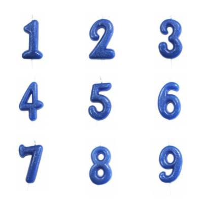 Vela Número Glitter Azul