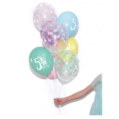 Conj. 6 Balões Azul Happy Birthday