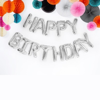 Balões Happy Birthday Prateados