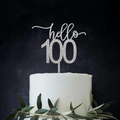 Topo Bolo Hello 100 Acrilico Glitter