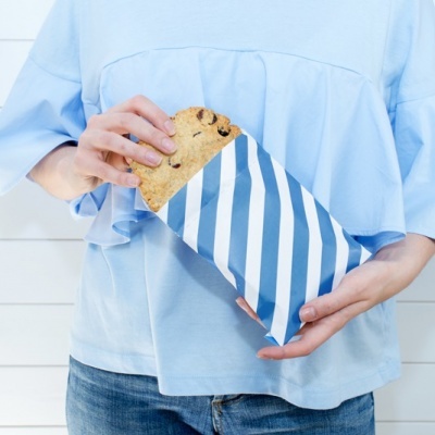 Sacos Papel Riscas Azuis Escuras