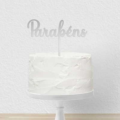 Topo Bolo Parabéns Letra 3 Acrilico