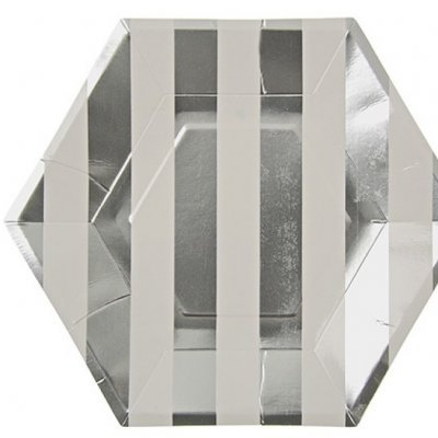 Pratos Prateados Riscas Hexágono