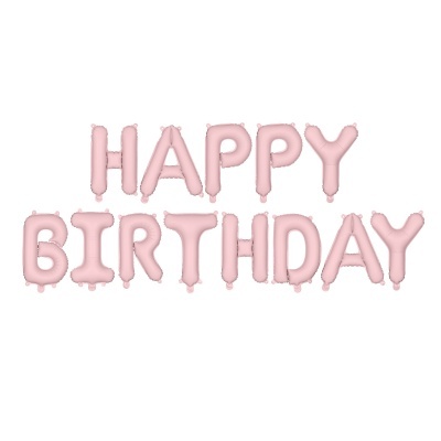 Balões Happy Birthday Rosa Pastel