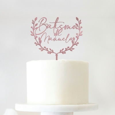 Topo Bolo Batismo Acrílico