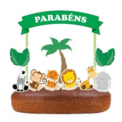 Topo Bolo Animais Selva