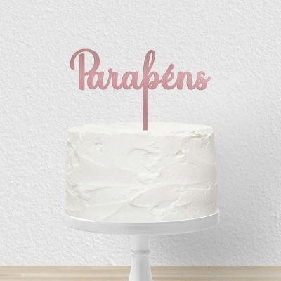 Topo Bolo Parabéns Letra 3 Acrilico