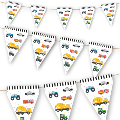 Bandeirolas Carrinhos e Construções