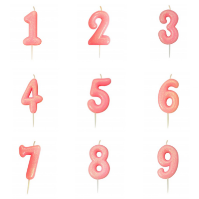 Vela Número Glitter Rosa