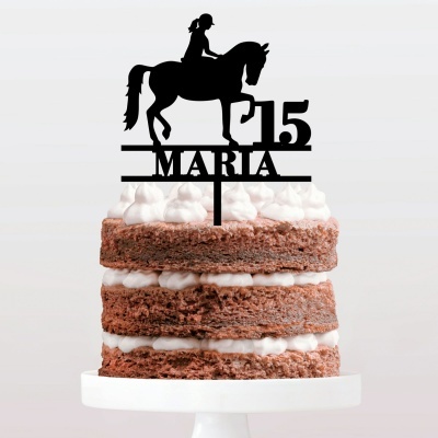 Topo Bolo Equitação Hipismo Menina Nome e Idade