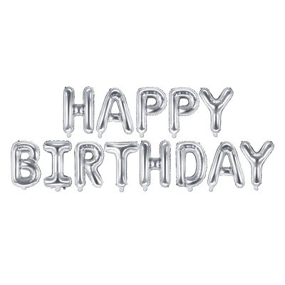 Balões Happy Birthday Prateados