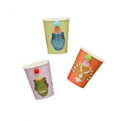 Copos Party Dinosaur Chapéus com Pom Pom