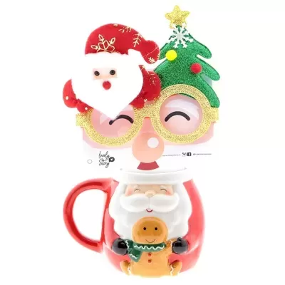 Caneca de Natal Pai Natal + Óculos