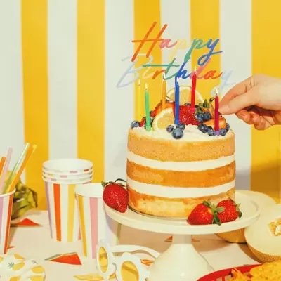 Topo Happy Birthday Azul Colorido