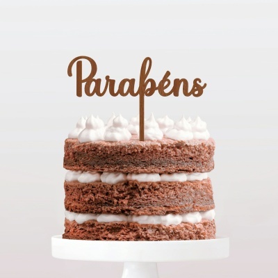 Topo Bolo Parabéns Letra 3 MDF