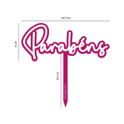 Topo Parabéns Rosa Acrílico