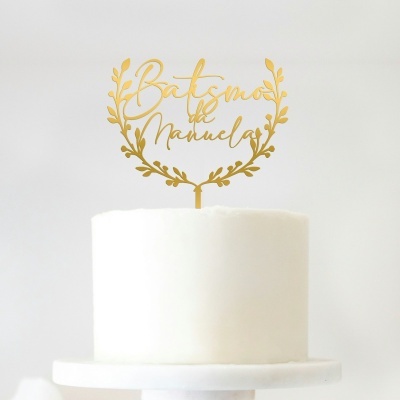 Topo Bolo Batismo Acrílico