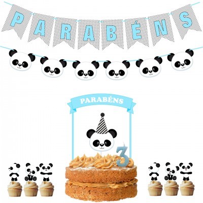 Kit Festa Panda Azul