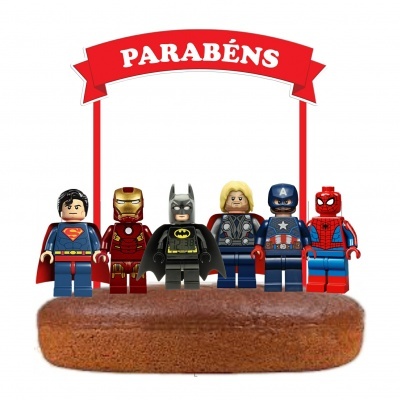 Topo Bolo Lego Heróis