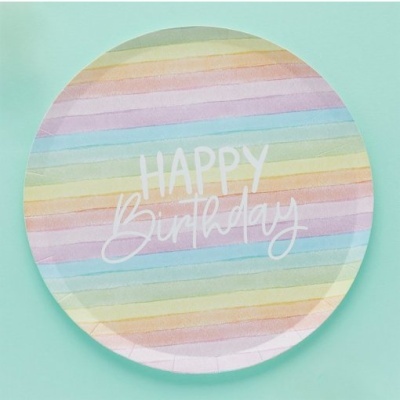 Pratos Happy Birthday Cores Pastel