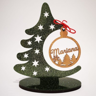 Bola Natal Recortada MDF Pinheiro