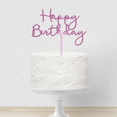 Topo Bolo Happy Birthday Letra 5 Acrilico