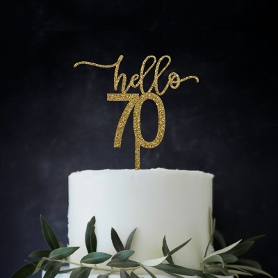 Topo Bolo Hello 70 Acrilico Glitter
