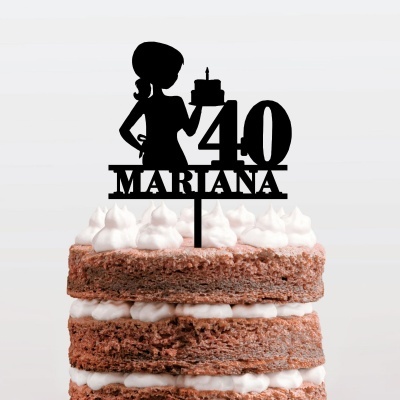 Topo Bolo Pasteleira Doceira Nome e Idade