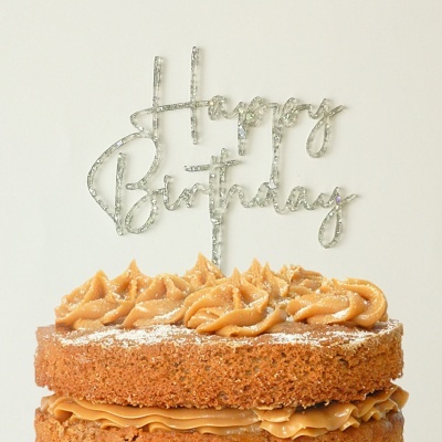 Topo Bolo Happy Birthday Letra 1 Acrilico Confetis