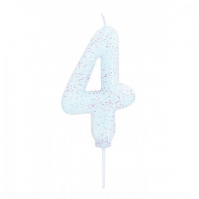 Vela Número Glitter Branca