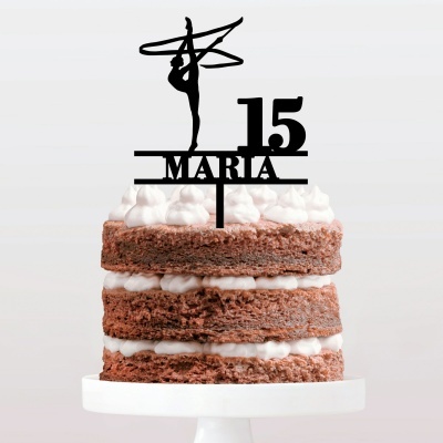 Topo Bolo Ginástica Fitas Nome e Idade