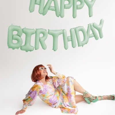 Balões Happy Birthday Verde Pastel