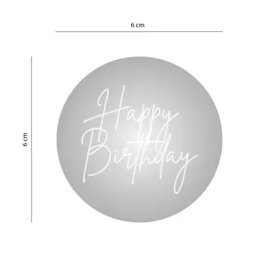Aplique Prata Redondo "HAPPY BIRTHDAY"