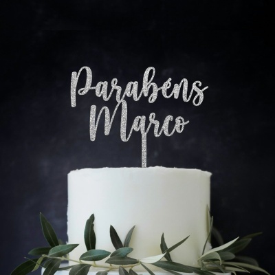 Topo Bolo Acrilico Letra 2 Glitter