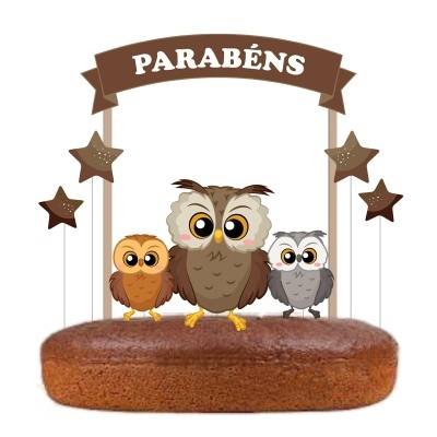 Topo Bolo Coruja e Mocho