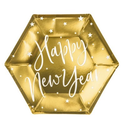 Pratos Happy New Year Dourado