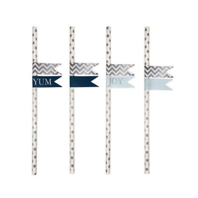 Palhinhas Prateadas Bolinhas c/ Etiquetas