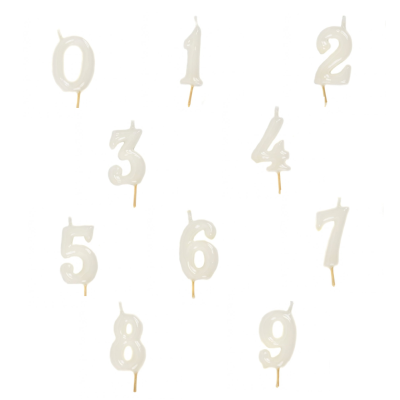 Vela Número Artesanal Branca