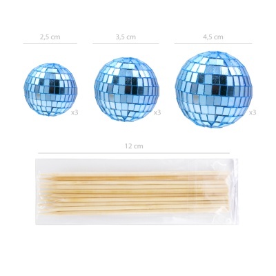 Toppers Bolas Espelhos Azul Claro