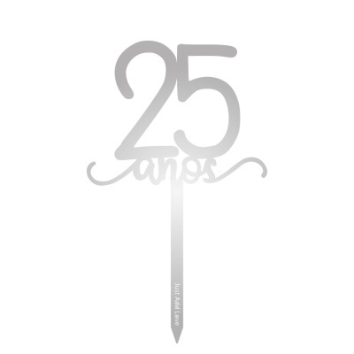 Topo Bolo 25 anos Prateado