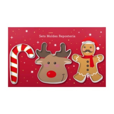 Conj. 3 Cortadores Natal Cana, Rena e Boneco
