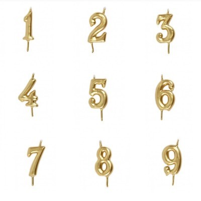 Vela Número Artesanal Dourada