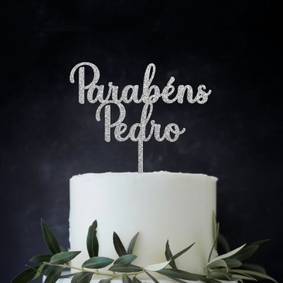 Topo Bolo Acrilico Letra 3 Glitter