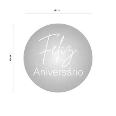 Aplique Prata Redondo "FELIZ ANIVERSARIO"