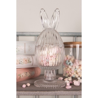 Bomboneira Coelho Orelhas Ovo c/ Pé Riscado