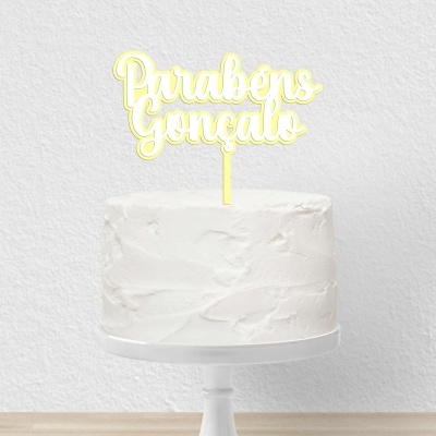 Topo Bolo Acrilico Duplo Branco e Cor Pastel